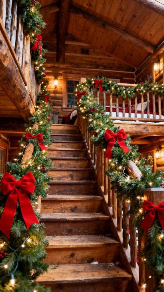 cozy staircase holiday decor