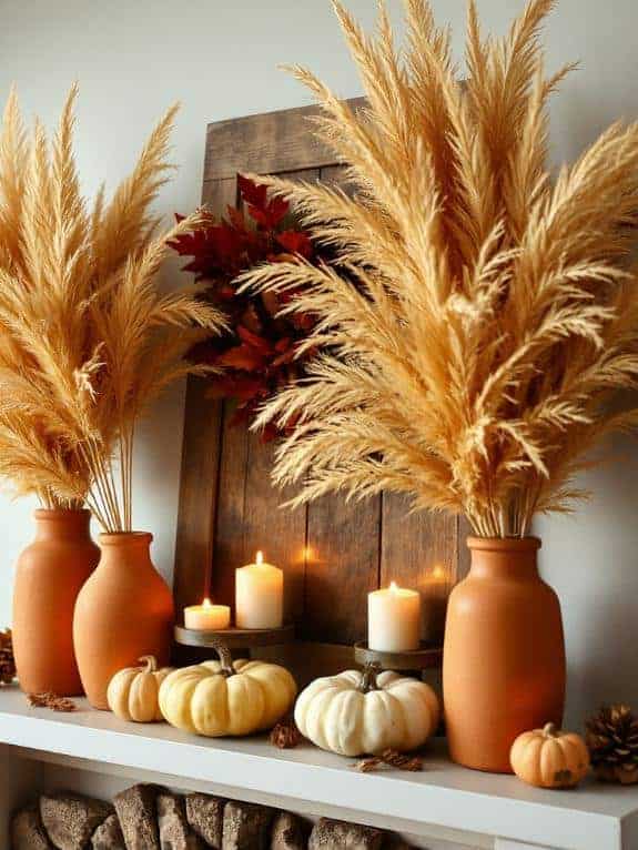 cozy terracotta pampas arrangement