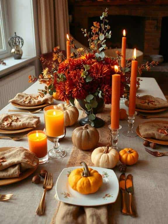cozy thanksgiving candle display