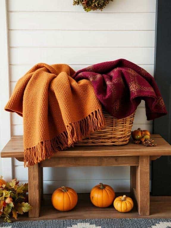 cozy throws in basket