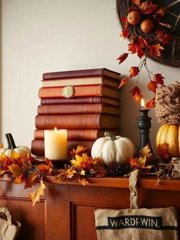 cozy vintage book display