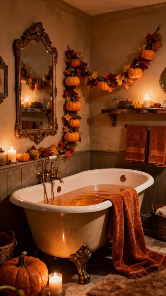 cozy vintage fall bathroom