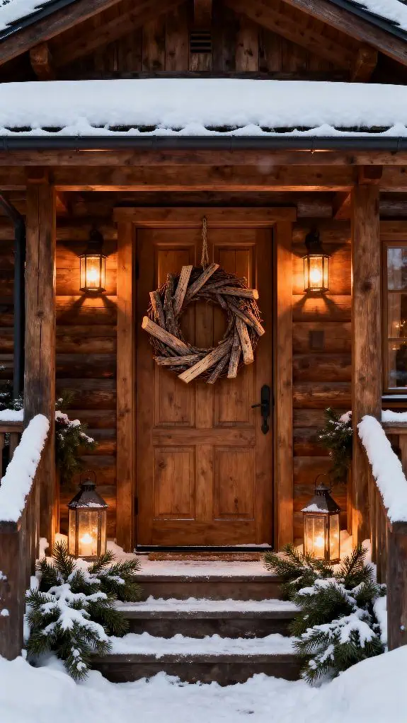 cozy winter chalet entry