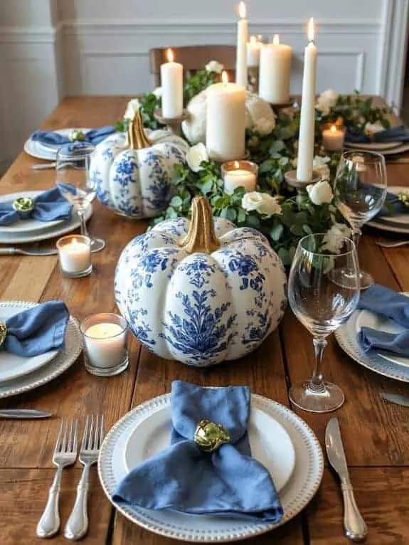 elegant blue and white centerpieces