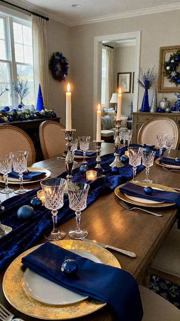 elegant blue candlelit dining