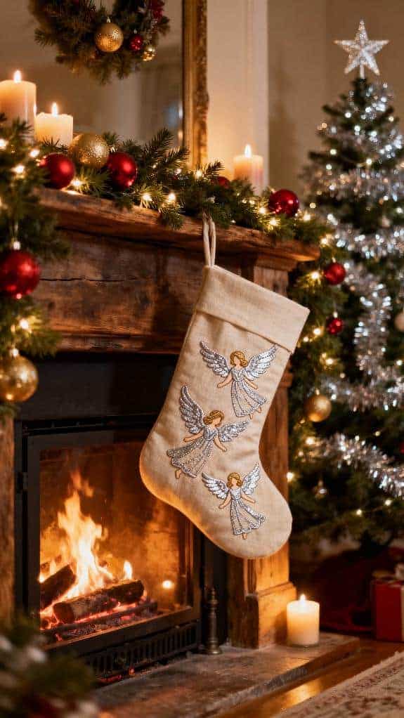 elegant embroidered angel stocking
