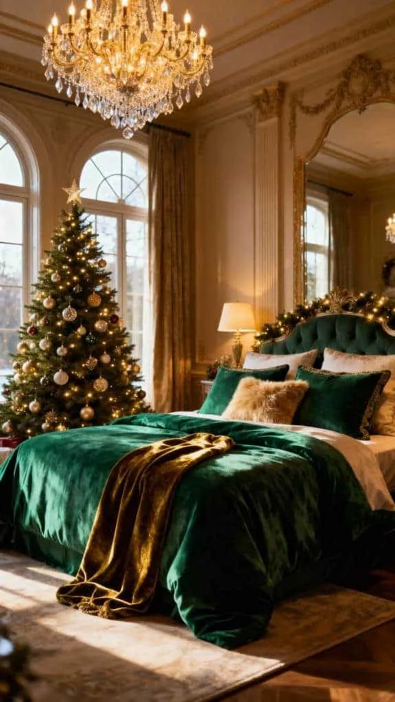 emerald holiday bedroom decor