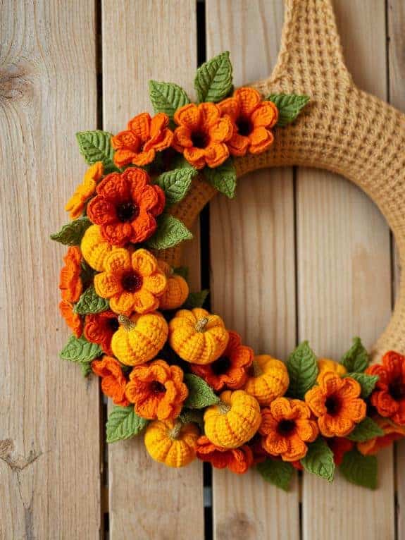 fall crochet wreath decoration