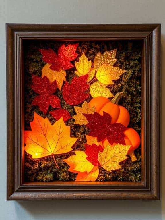 fall themed shadow box decor
