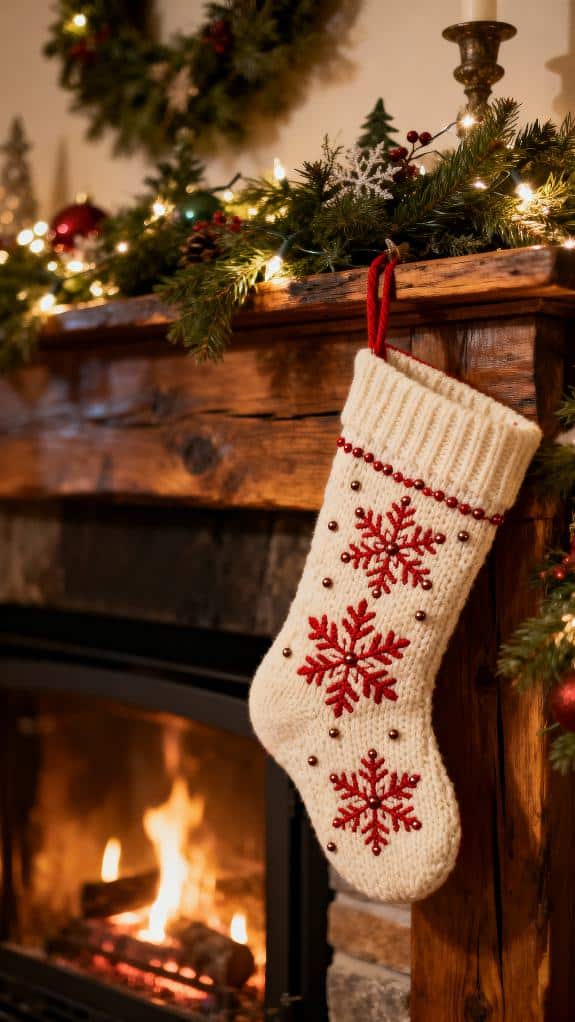 festive cream knit stocking