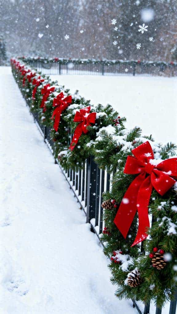 festive fence with garland