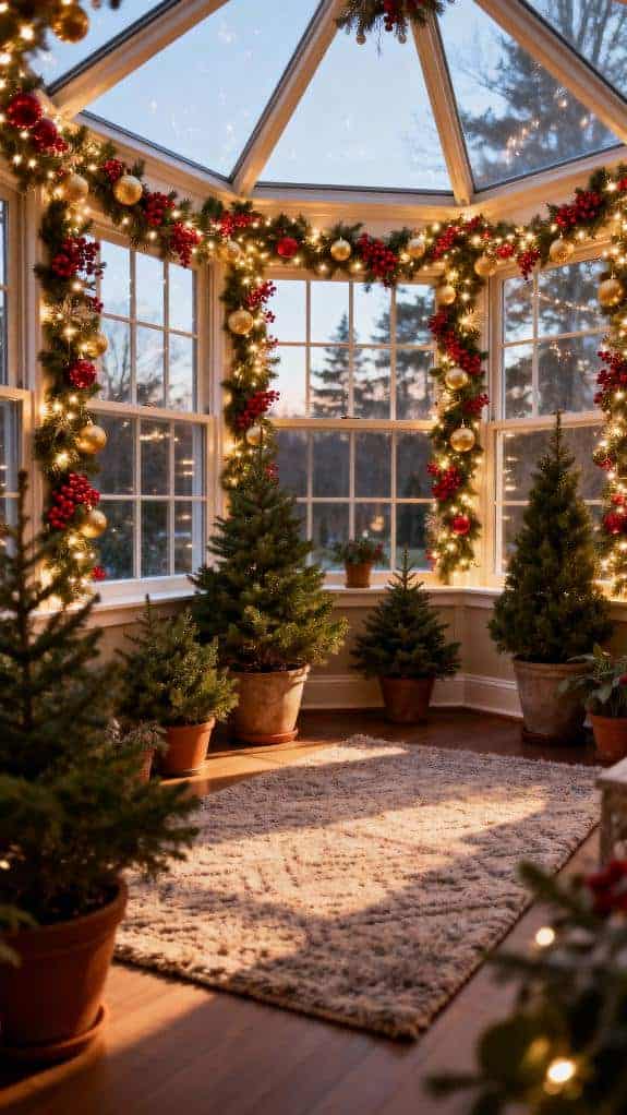 festive garlands and evergreens