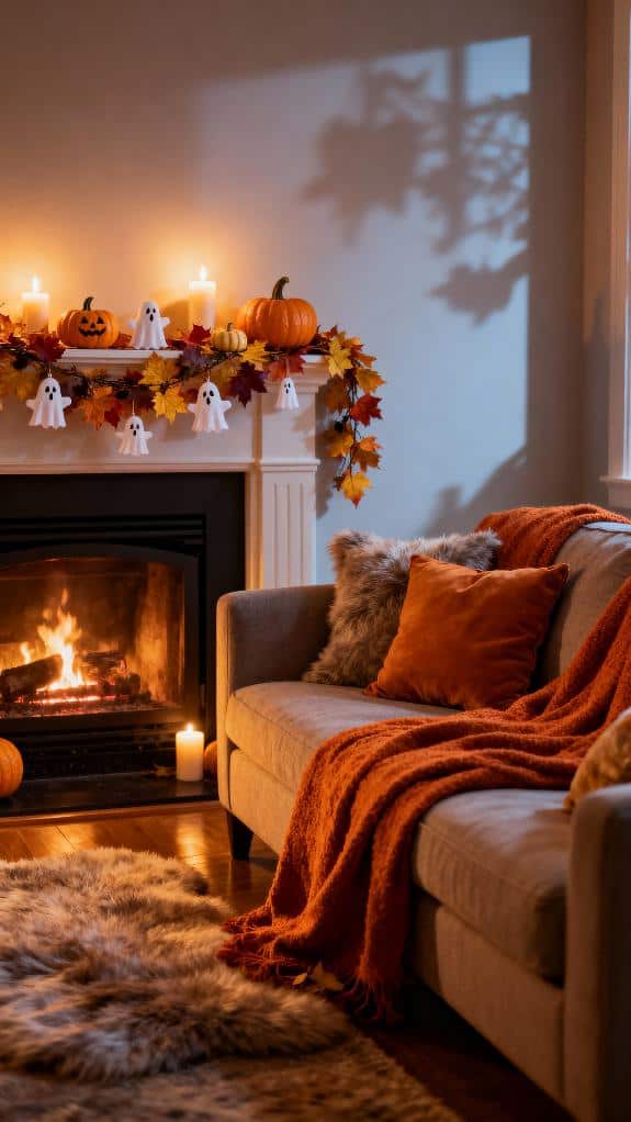 festive halloween mantel garland