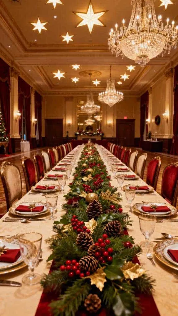 festive long table setting