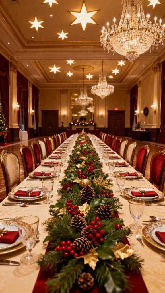 festive long table setting