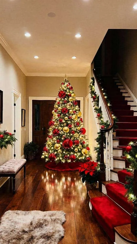 festive red and gold tree