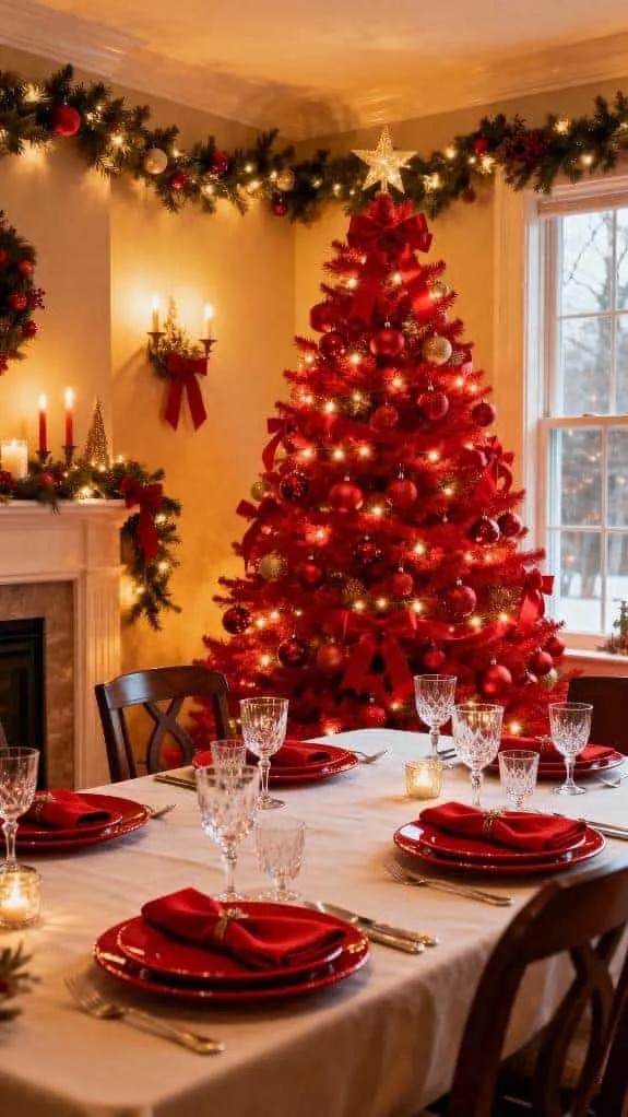 festive red dining decor
