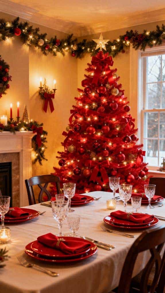 festive red dining decor