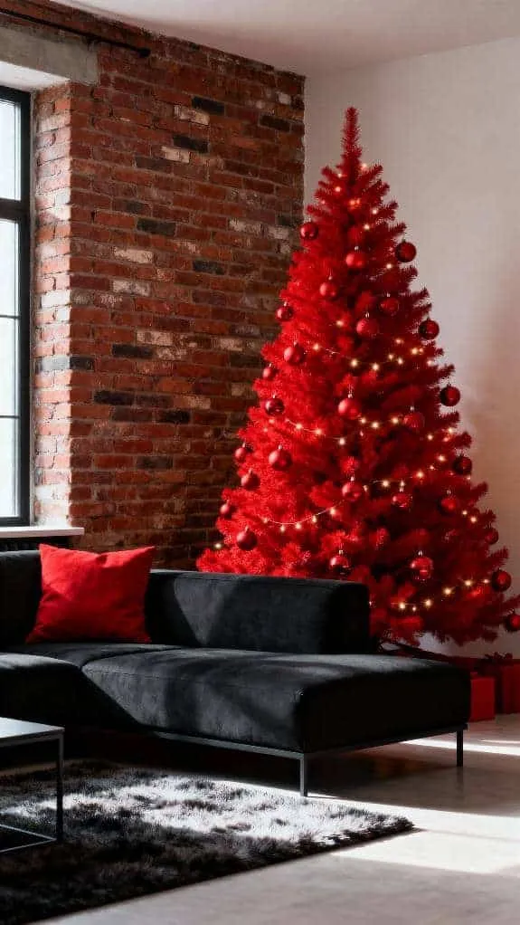 festive red tree accents