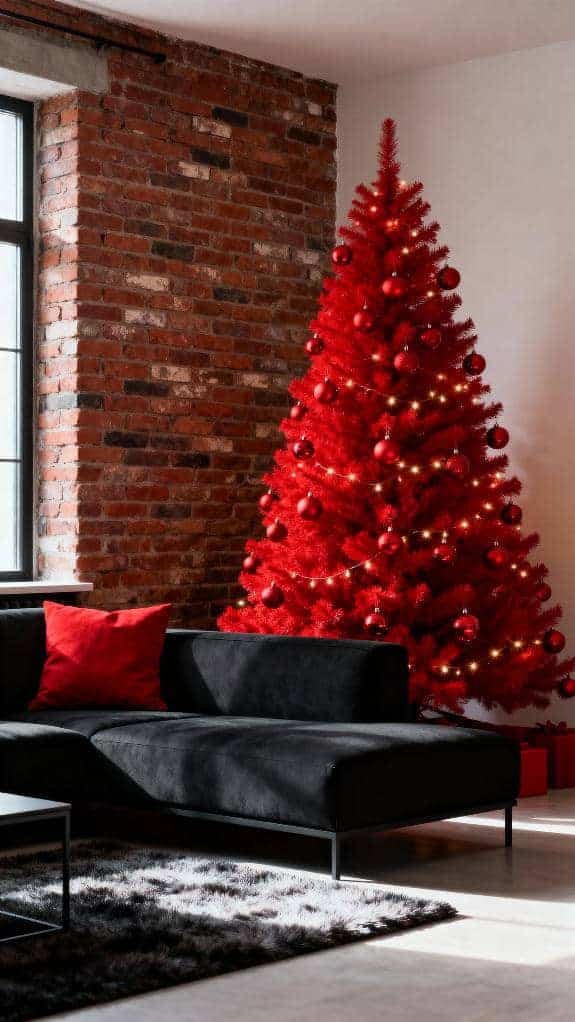 festive red tree accents