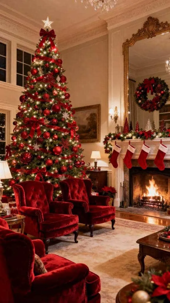 festive red tree decor
