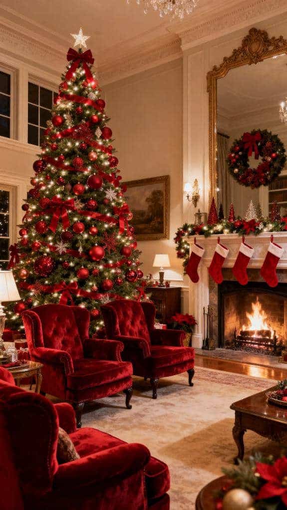 festive red tree decor