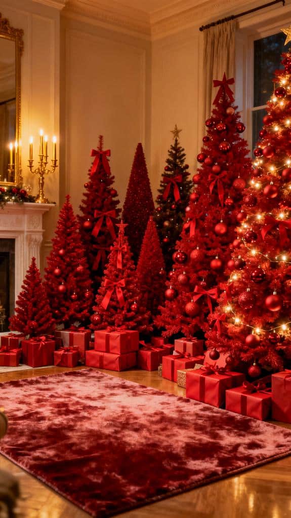 festive red tree decorations