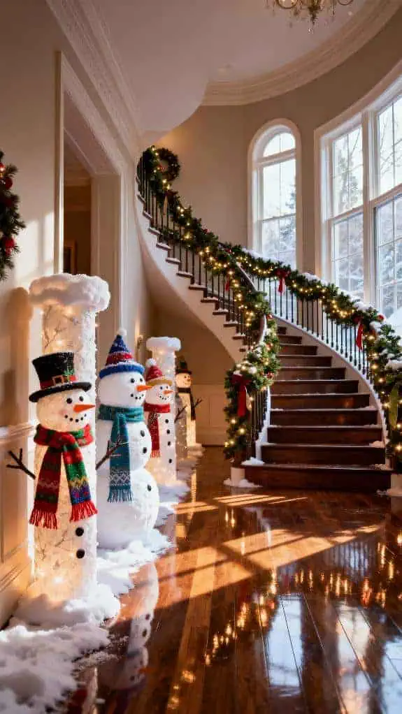 festive snowman pillar decorations