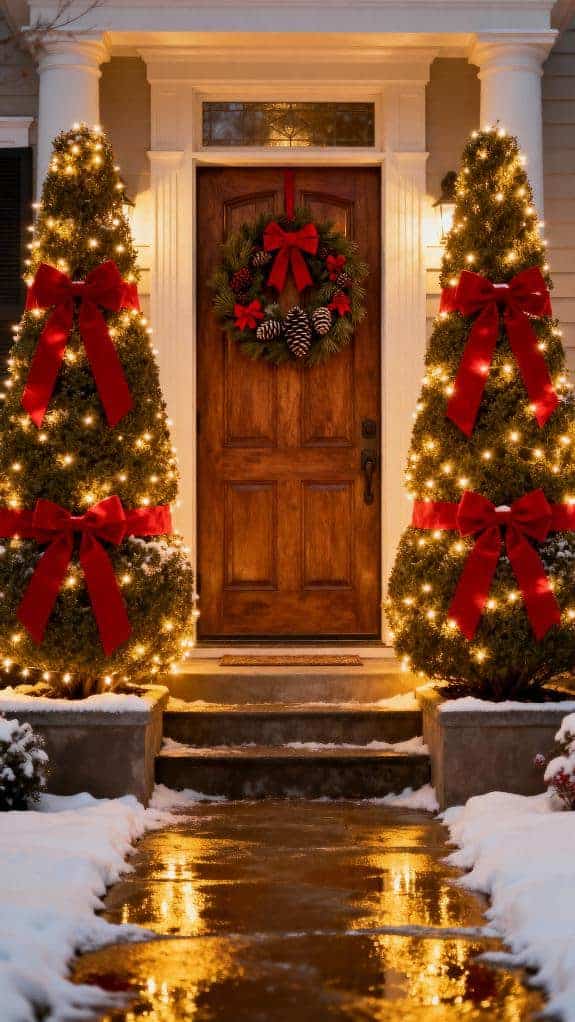 festive topiary door decor