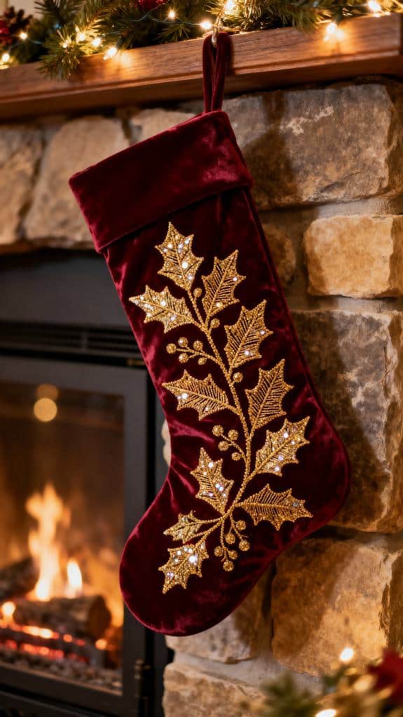 festive velvet burgundy stocking