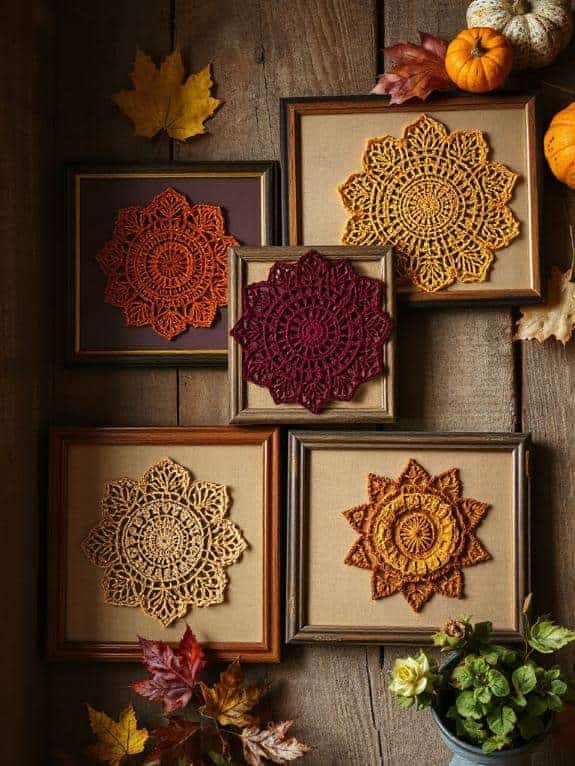 framed crochet doilies decor