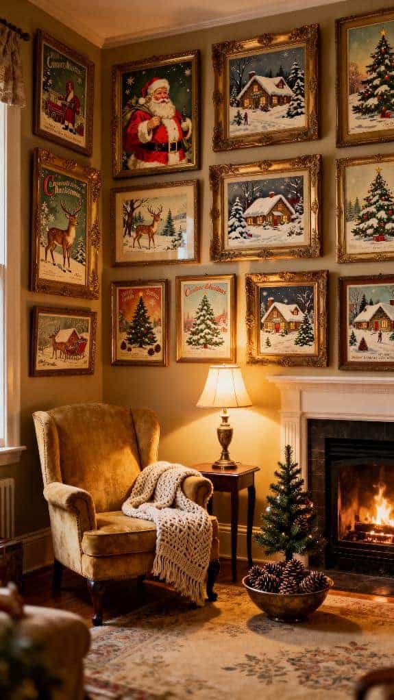 framed vintage christmas postcards