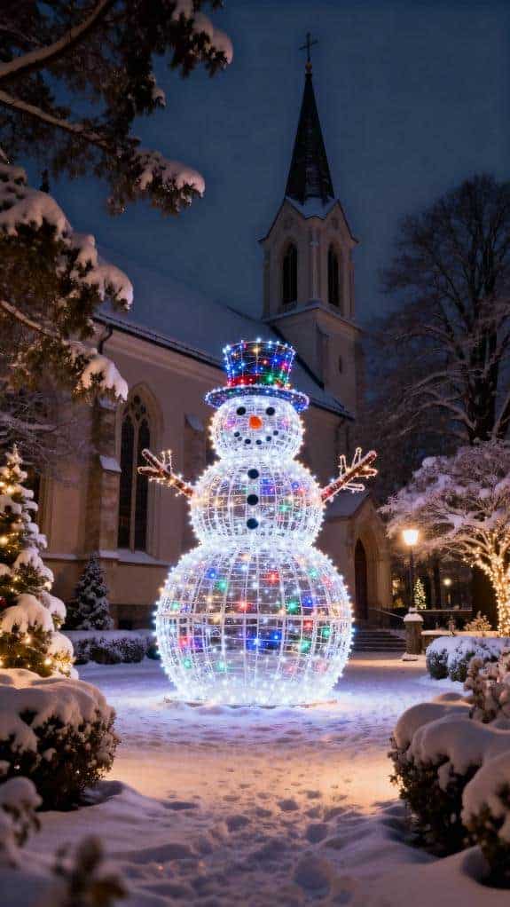 giant illuminated snowman display