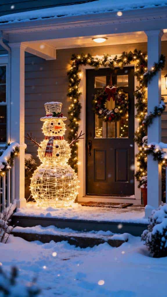 glowing string light snowman