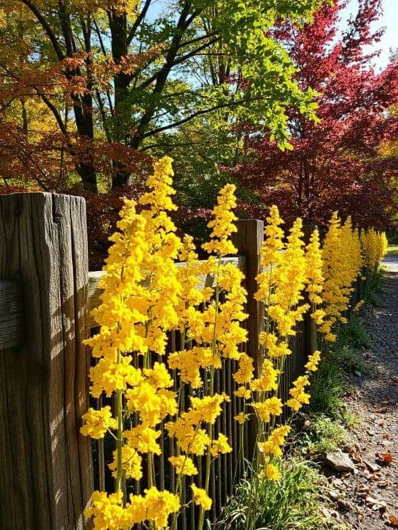 goldenrod by rustic fence