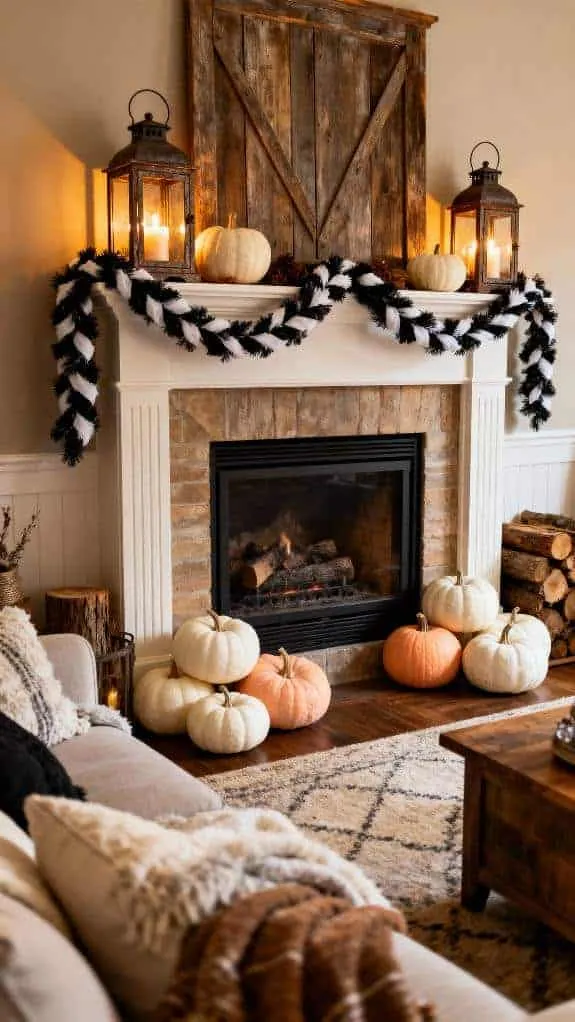 halloween farmhouse fireplace decor