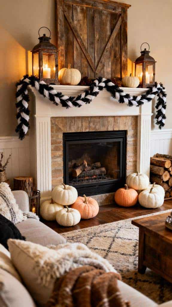 halloween farmhouse fireplace decor