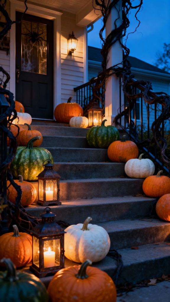 halloween front step decor
