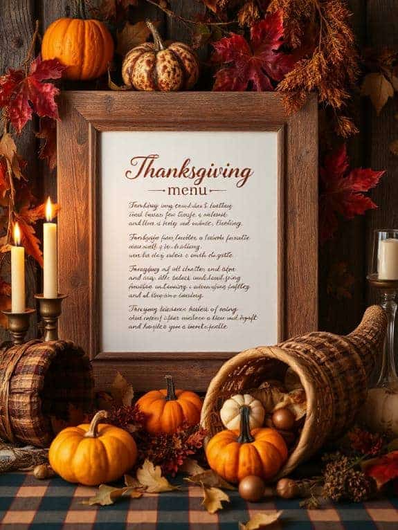 handwritten menu in frame