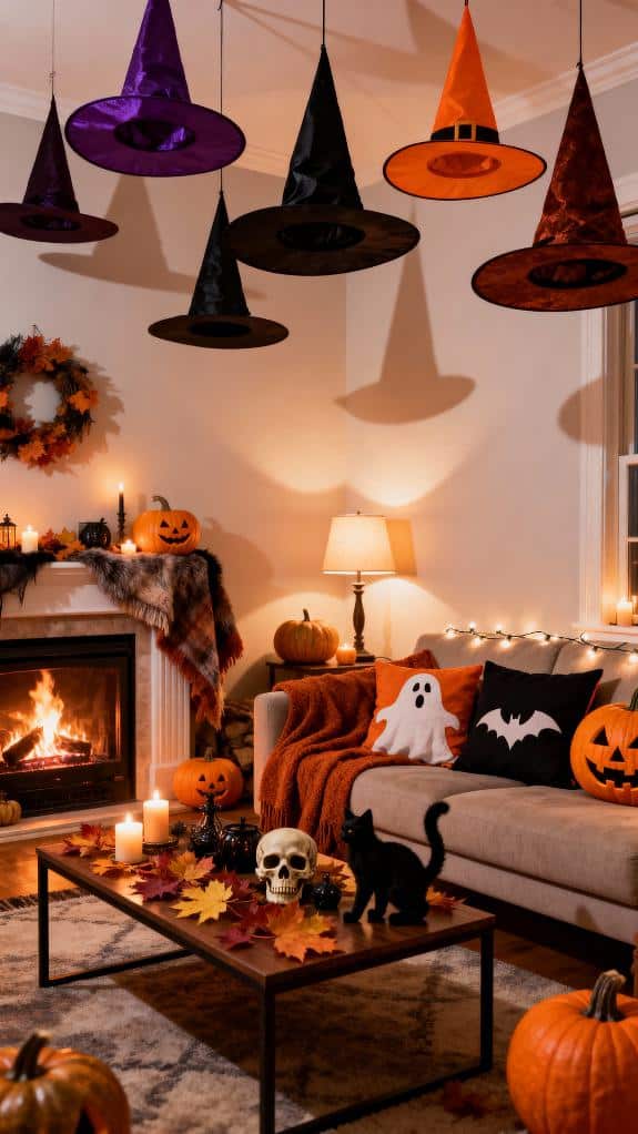 hanging witch hats decor