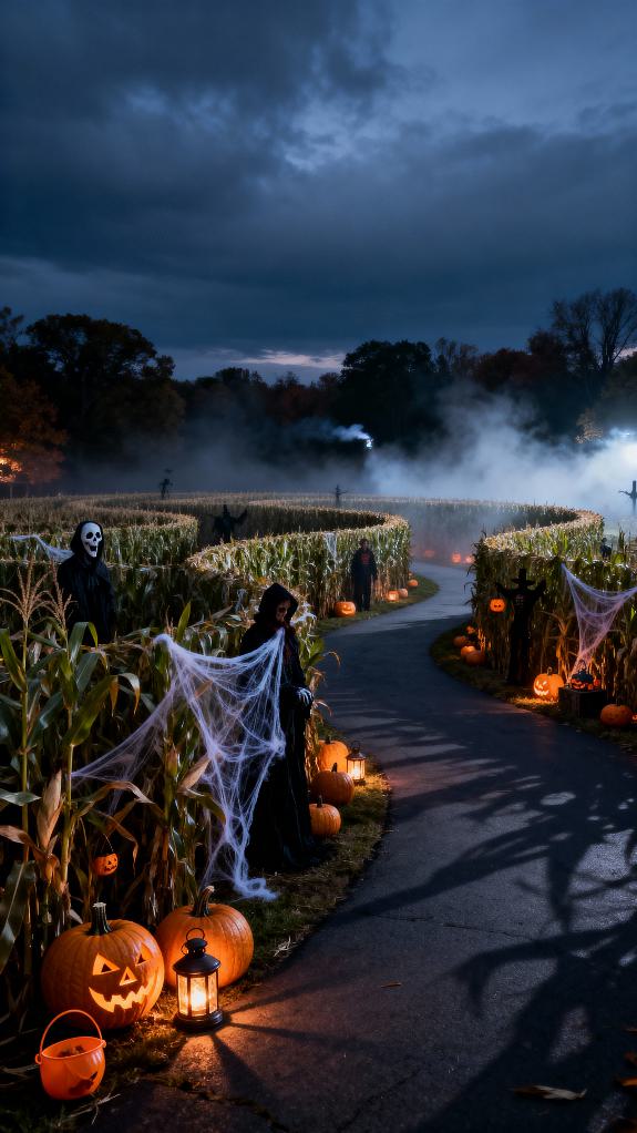 haunted driveway maze setup