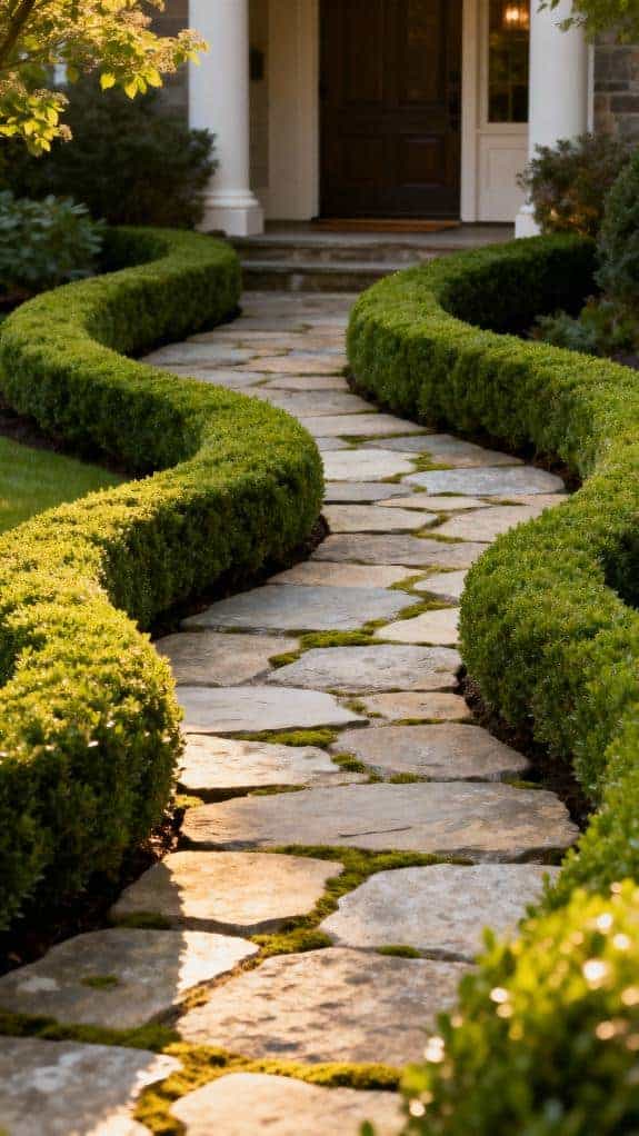 inviting boxwood hedge borders
