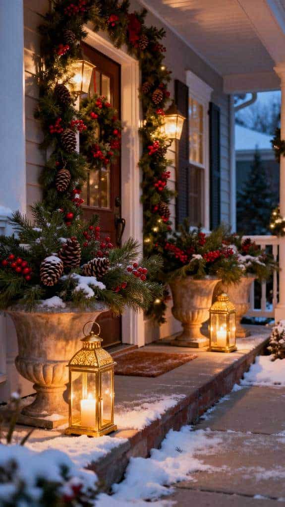 inviting pathway with lanterns