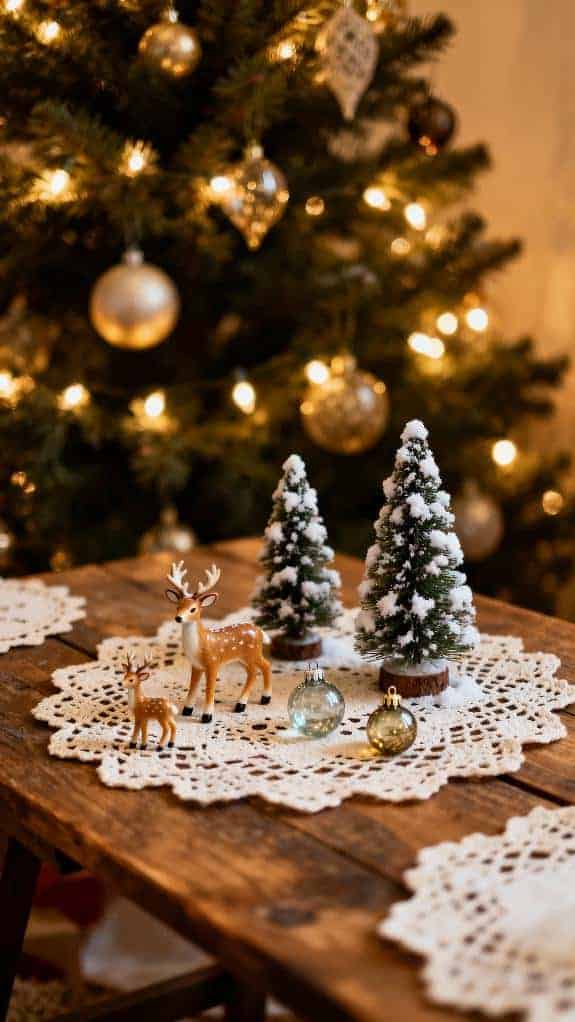 lace doilies enhance holiday displays