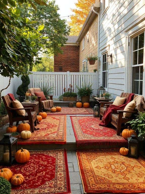 layered cozy autumn rugs