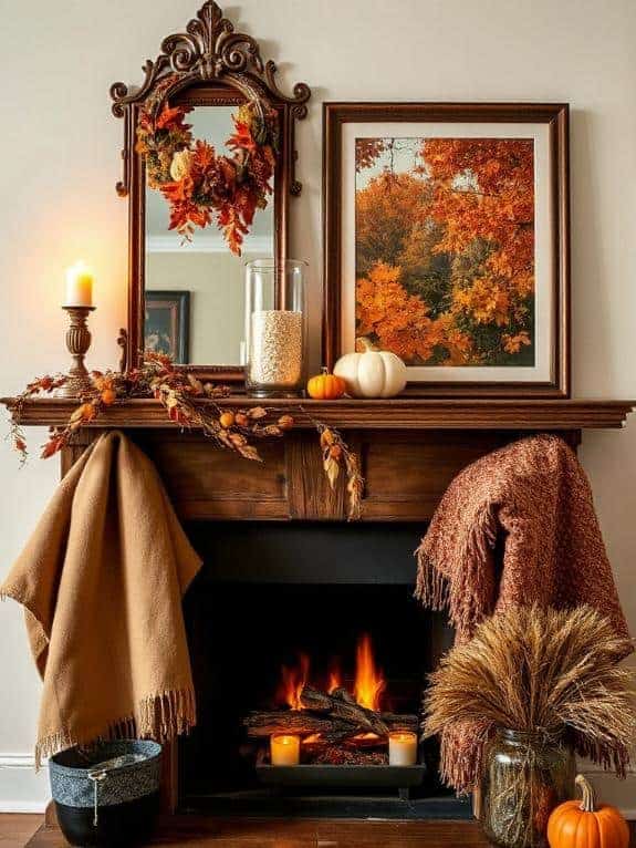 layered mirrors with autumn prints