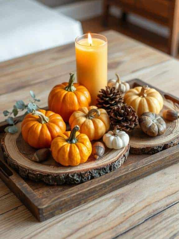layered wood slice decor