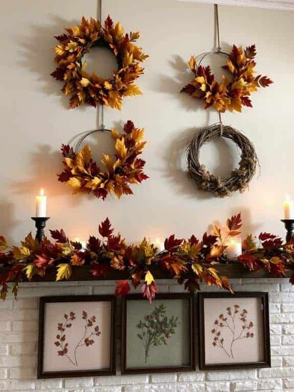 layered wreaths and framed botanicals