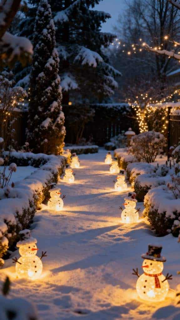 light up snowmen pathway decor