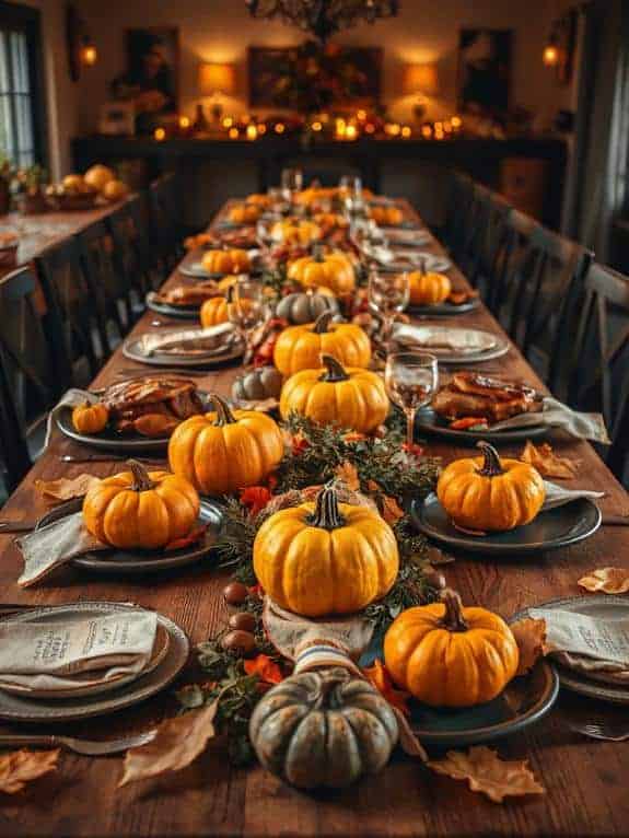 mini pumpkins as placecards